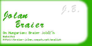 jolan braier business card